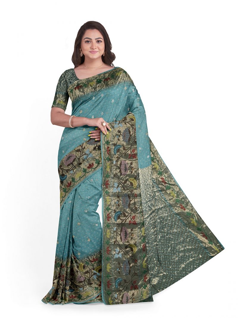 Turquoise Kota Silk Saree