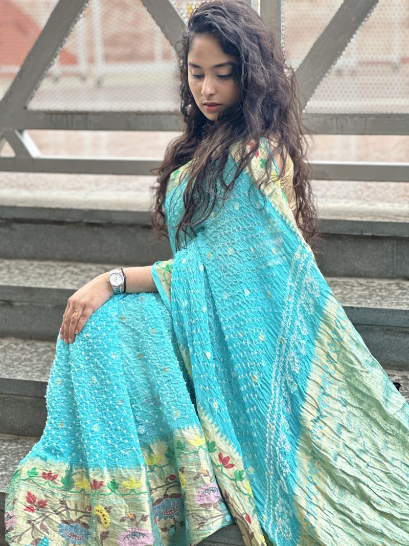 Turquoise Kota Silk Saree